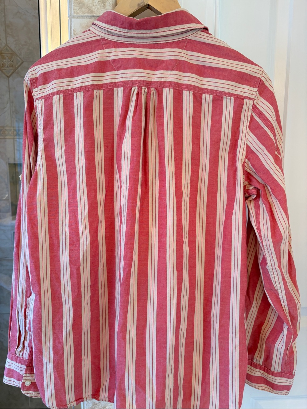 Vintage LRL Ralph Lauren Jeans Co. Red and cream striped utility button-down (L) - Picture 7 of 8